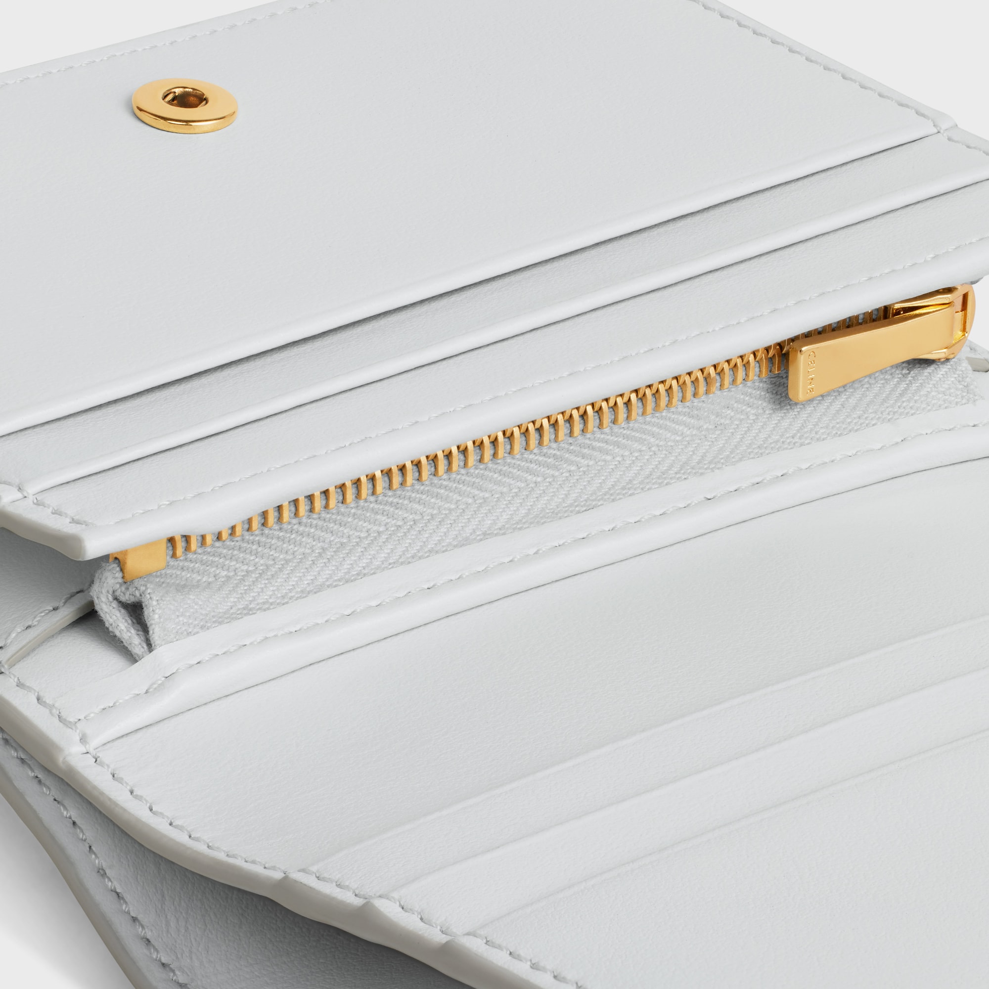 TRIOMPHE COMPACT WALLET IN SHINY CALFSKIN MOON - Image 5